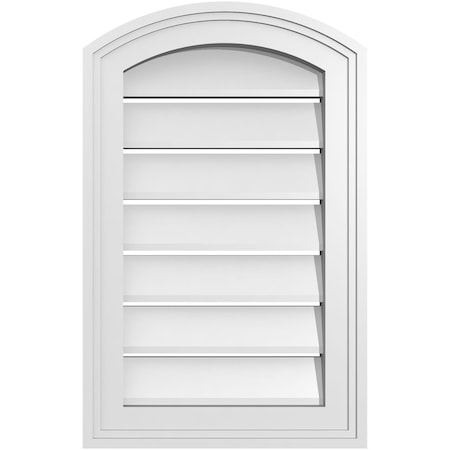 Ekena Millwork Arch Top Surface Mount PVC Gable Vent: Non-Functional, w/2"W x 1-1/2"P Brickmould Frame, 14"W x 20"H GVPAR14X2002SN